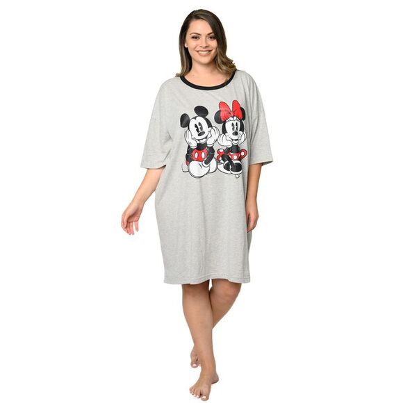 New Disney Plus Size Womens Sleep Shirt Mickey Minnie Mouse One Size Nightgown - Picture 1 of 8